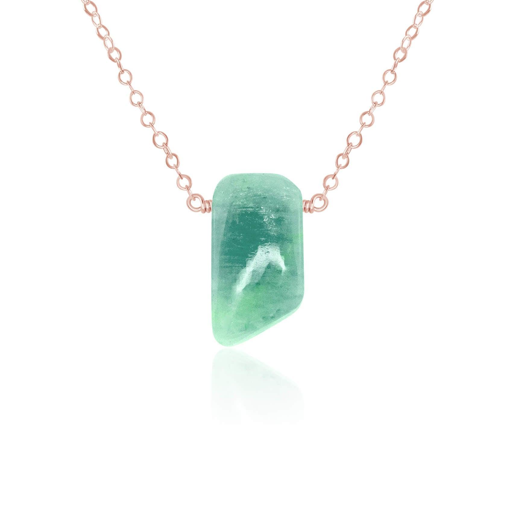 Small Smooth Green Amazonite Crystal Slab Necklace - Small Smooth Green Amazonite Crystal Slab Necklace - 14k Rose Gold Fill - Luna Tide Handmade Crystal Jewellery