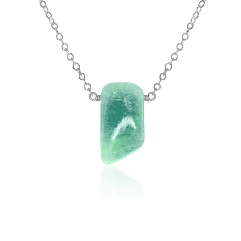 Small Smooth Green Amazonite Crystal Slab Necklace - Small Smooth Green Amazonite Crystal Slab Necklace - Stainless Steel - Luna Tide Handmade Crystal Jewellery