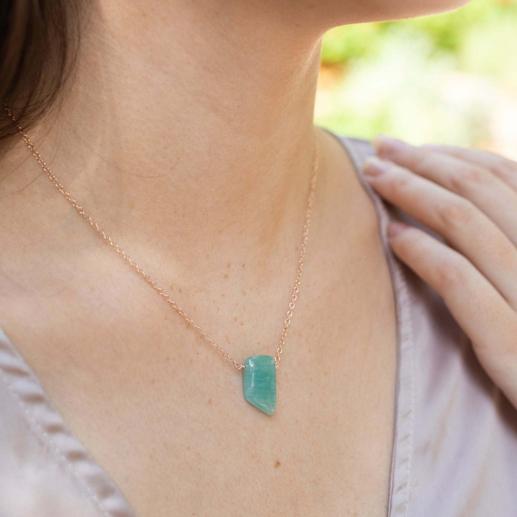 Small Smooth Green Amazonite Crystal Slab Necklace - Small Smooth Green Amazonite Crystal Slab Necklace - Sterling Silver - Luna Tide Handmade Crystal Jewellery