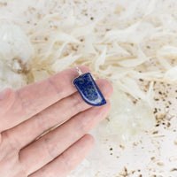 Small Smooth Lapis Lazuli Crystal Pendant with Gentle Point - Small Smooth Lapis Lazuli Crystal Pendant with Gentle Point - Sterling Silver - Luna Tide Handmade Crystal Jewellery
