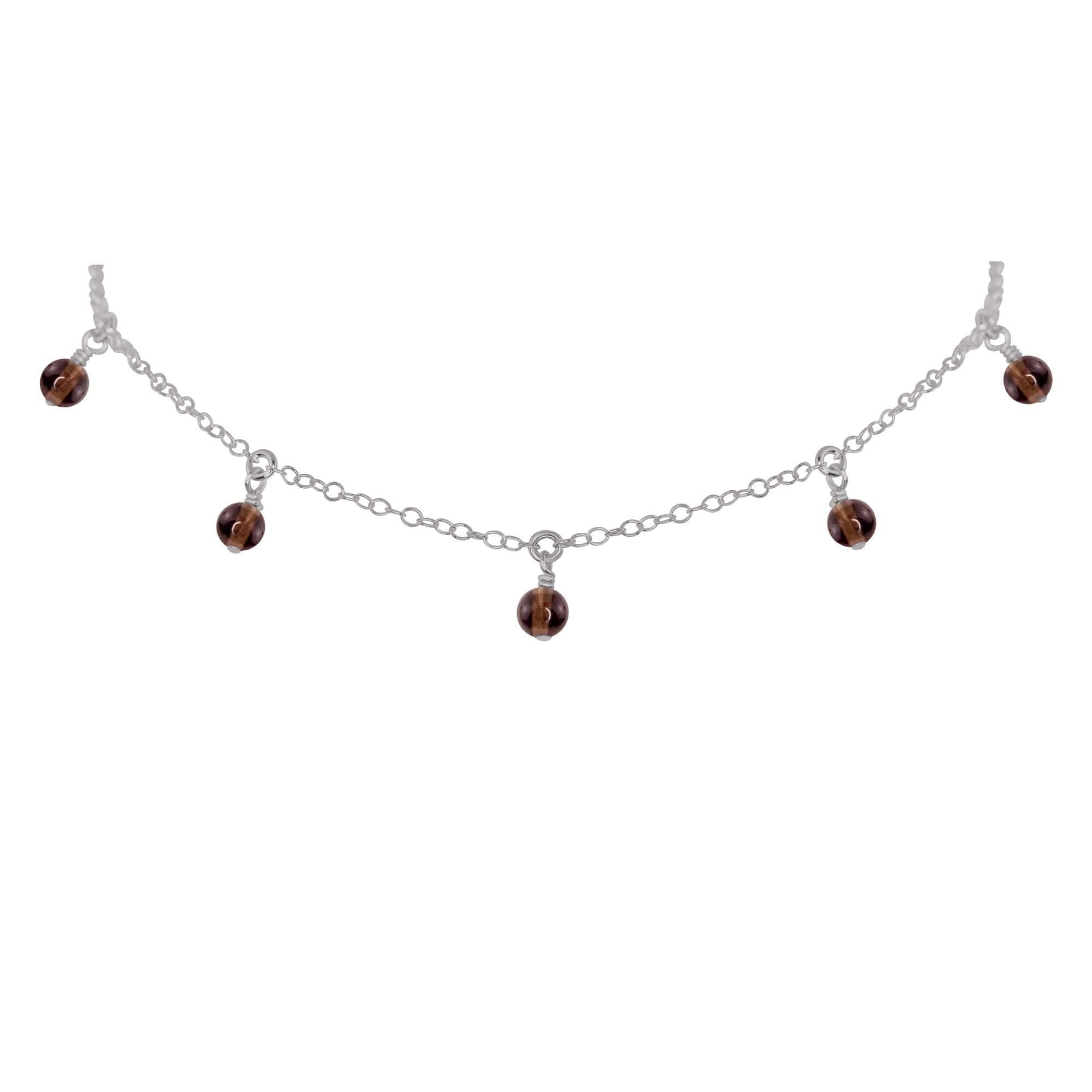 Smoky Quartz Bead Drop Choker - Smoky Quartz Bead Drop Choker - Stainless Steel - Luna Tide Handmade Crystal Jewellery