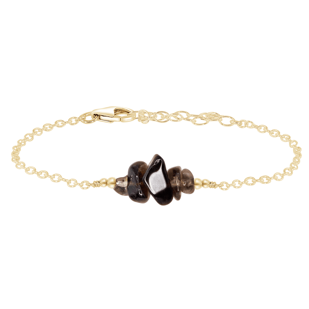 Smoky Quartz Chip Bead Bar Bracelet - Smoky Quartz Chip Bead Bar Bracelet - 14k Gold Fill - Luna Tide Handmade Crystal Jewellery