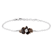 Chip Bead Bar Bracelet - Smoky Quartz - Sterling Silver - Luna Tide Handmade Jewellery