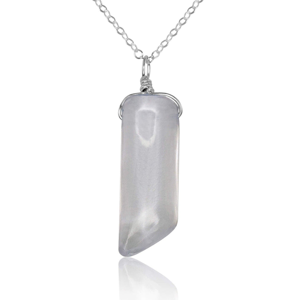 Smooth Crystal Quartz Natural Point Crystal Necklace - Smooth Crystal Quartz Natural Point Crystal Necklace - Sterling Silver / Cable - Luna Tide Handmade Crystal Jewellery