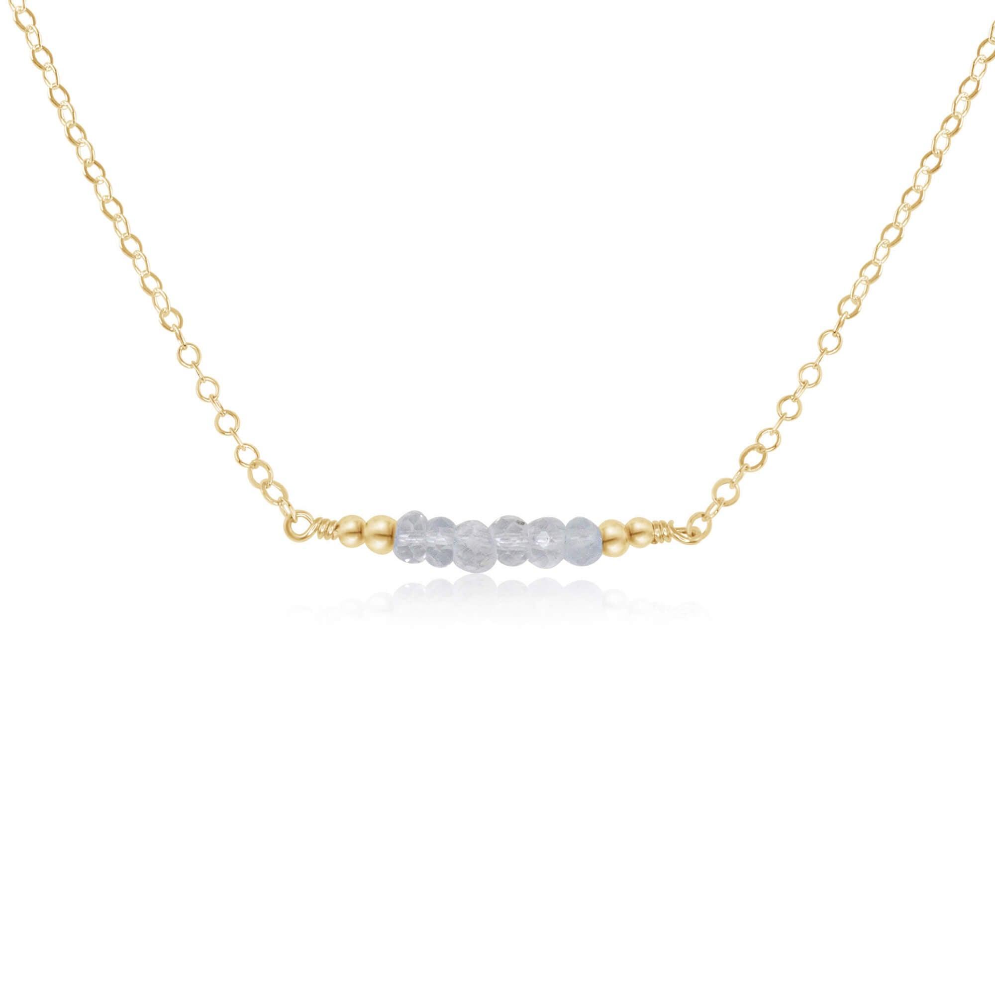 Sparkling Clear Crystal Quartz Faceted Bead Bar Necklace - Sparkling Clear Crystal Quartz Faceted Bead Bar Necklace - 14k Gold Fill - Luna Tide Handmade Crystal Jewellery