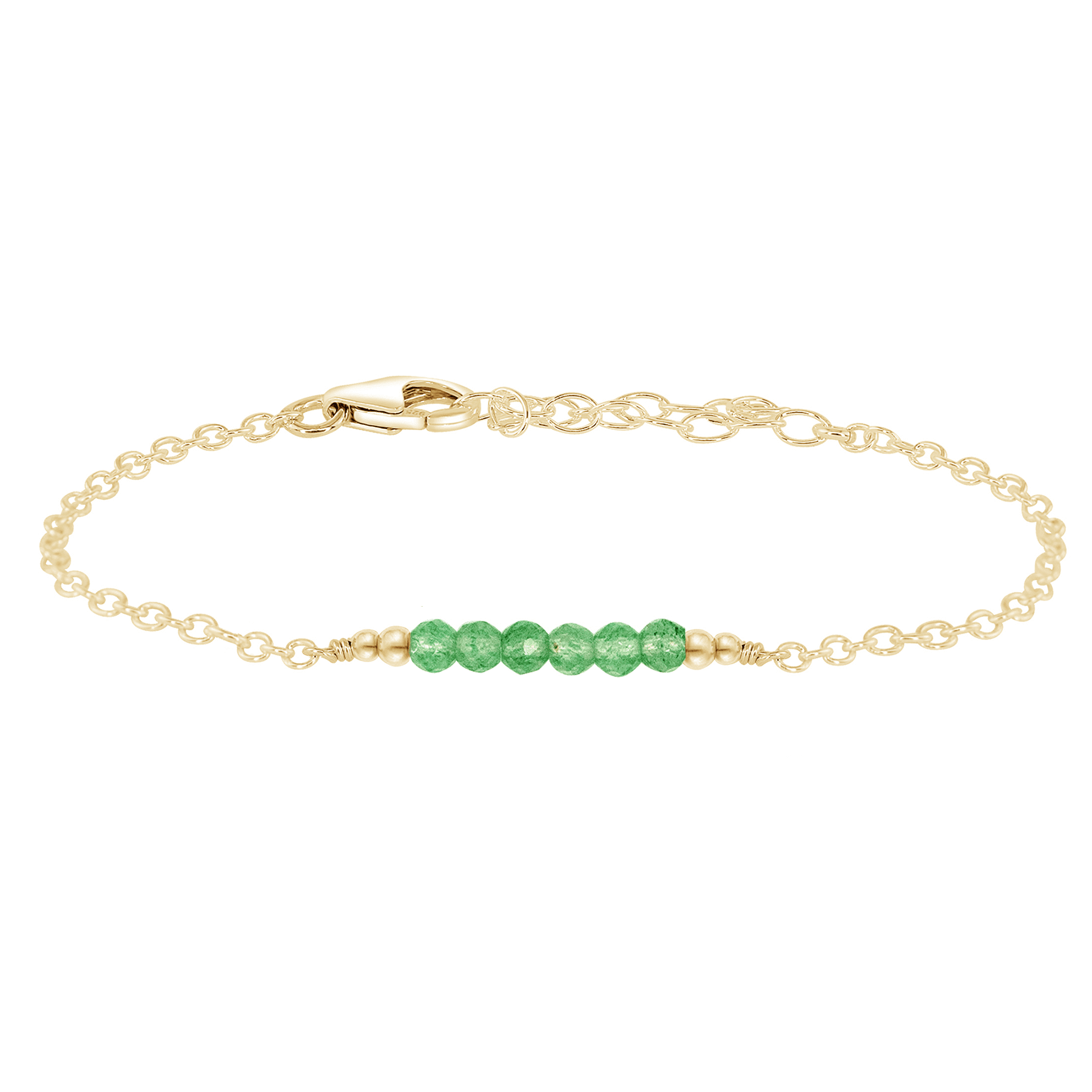 Sparkling Green Aventurine Gemstone Faceted Bead Bar Bracelet - Sparkling Green Aventurine Gemstone Faceted Bead Bar Bracelet - 14k Gold Fill - Luna Tide Handmade Crystal Jewellery