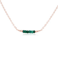Faceted Bead Bar Necklace - Emerald - 14K Rose Gold Fill - Luna Tide Handmade Jewellery