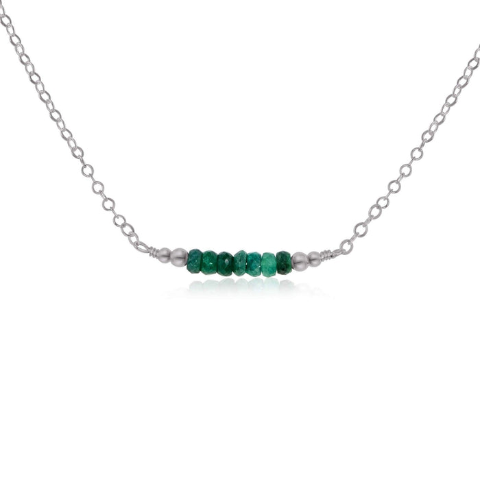 Sparkling Green Emerald Faceted Bead Bar Necklace - Sparkling Green Emerald Faceted Bead Bar Necklace - Stainless Steel - Luna Tide Handmade Crystal Jewellery