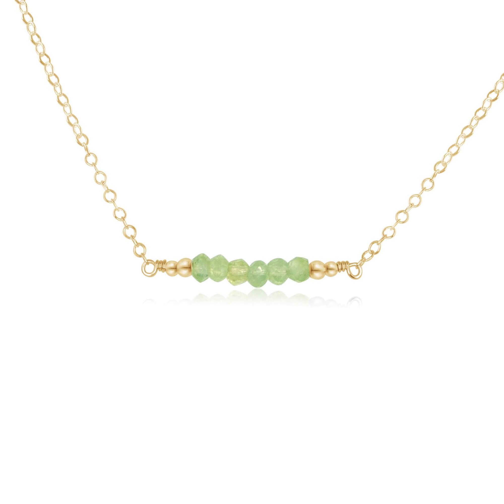 Sparkling Green Prehnite Faceted Bead Bar Necklace - Sparkling Green Prehnite Faceted Bead Bar Necklace - 14k Gold Fill - Luna Tide Handmade Crystal Jewellery
