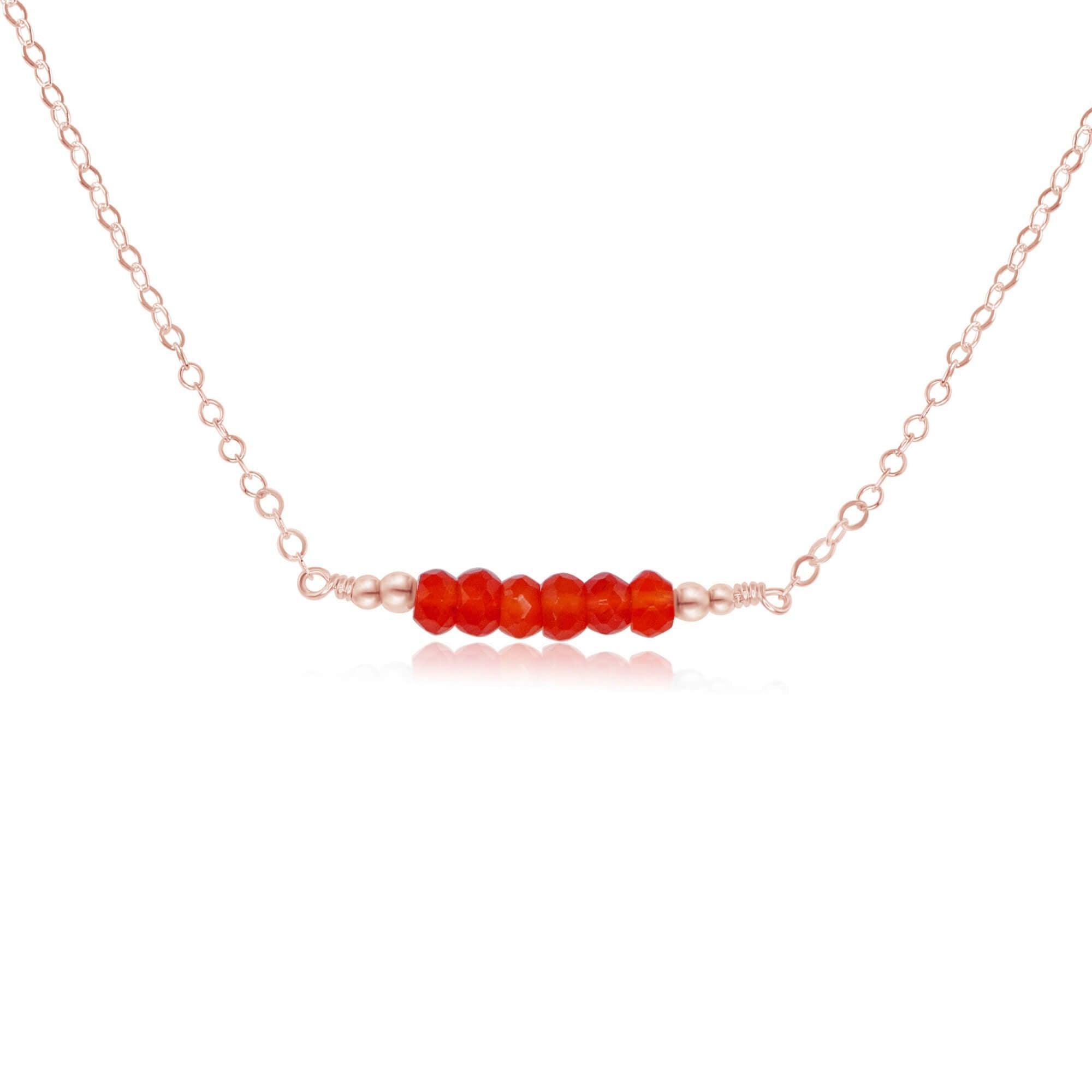 Sparkling Orange Carnelian Faceted Bead Bar Necklace - Sparkling Orange Carnelian Faceted Bead Bar Necklace - 14k Rose Gold Fill - Luna Tide Handmade Crystal Jewellery