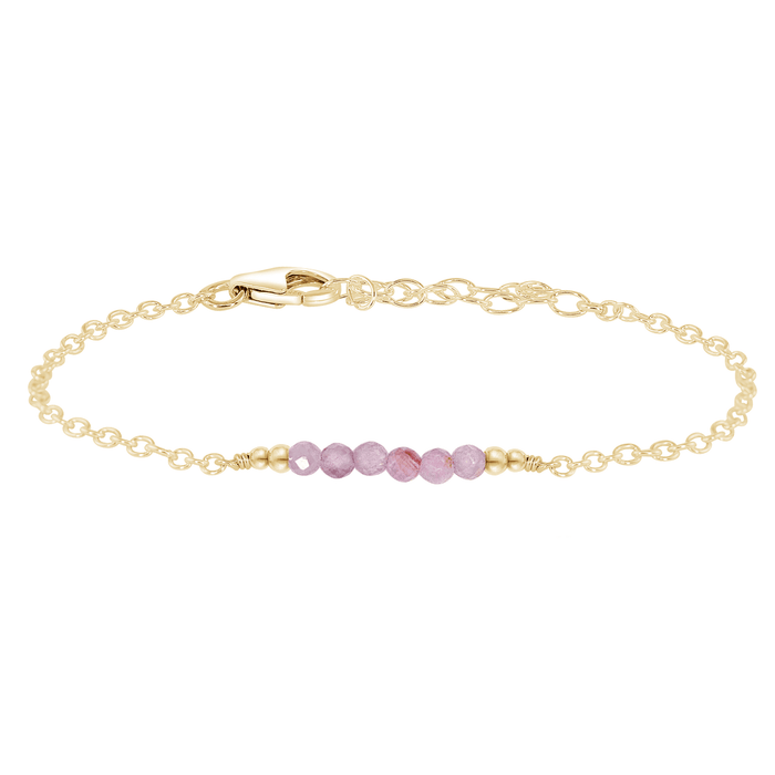 Sparkling Purple Kunzite Gemstone Faceted Bead Bar Bracelet - Sparkling Purple Kunzite Gemstone Faceted Bead Bar Bracelet - 14k Gold Fill - Luna Tide Handmade Crystal Jewellery