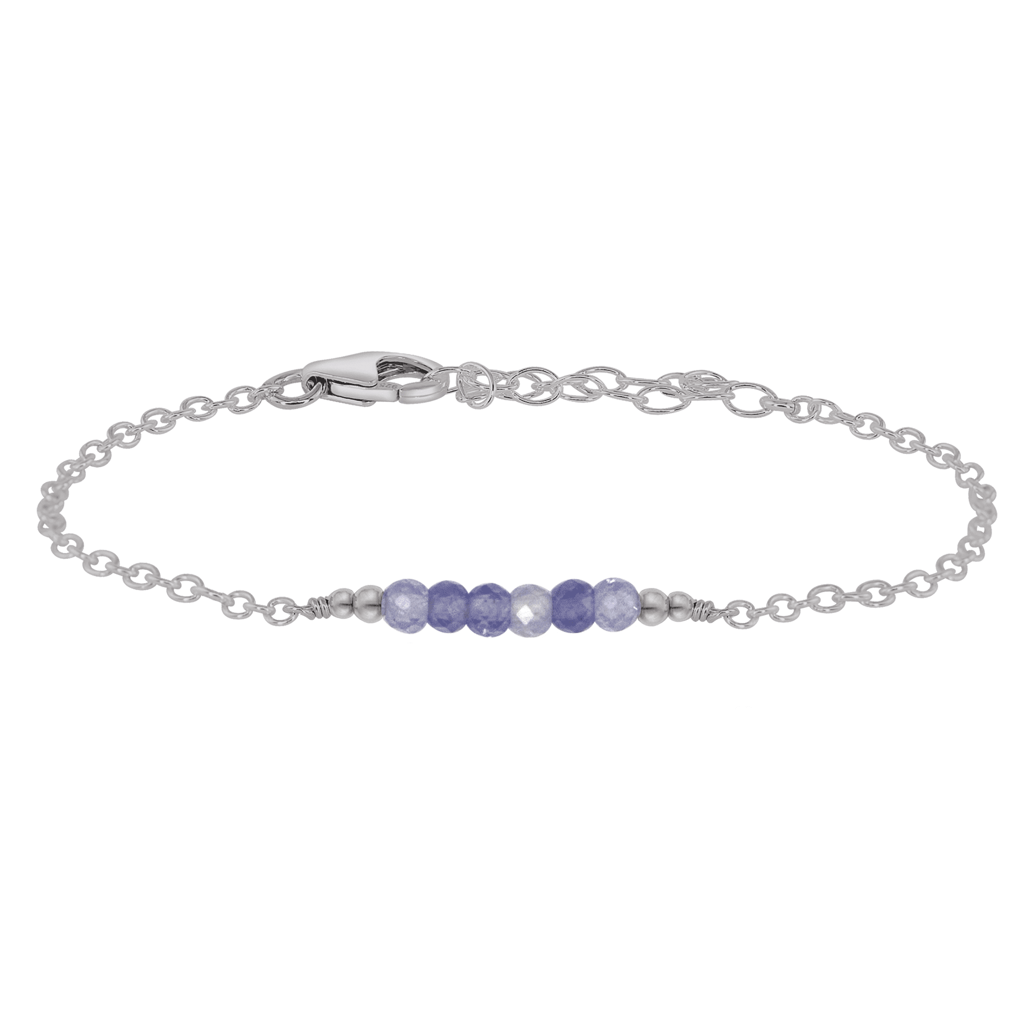 Sparkling Purple Tanzanite Gemstone Faceted Bead Bar Bracelet - Sparkling Purple Tanzanite Gemstone Faceted Bead Bar Bracelet - Stainless Steel - Luna Tide Handmade Crystal Jewellery