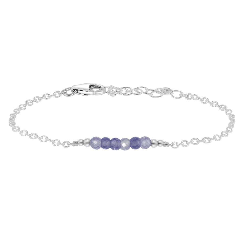 Sparkling Purple Tanzanite Gemstone Faceted Bead Bar Bracelet - Sparkling Purple Tanzanite Gemstone Faceted Bead Bar Bracelet - Sterling Silver - Luna Tide Handmade Crystal Jewellery