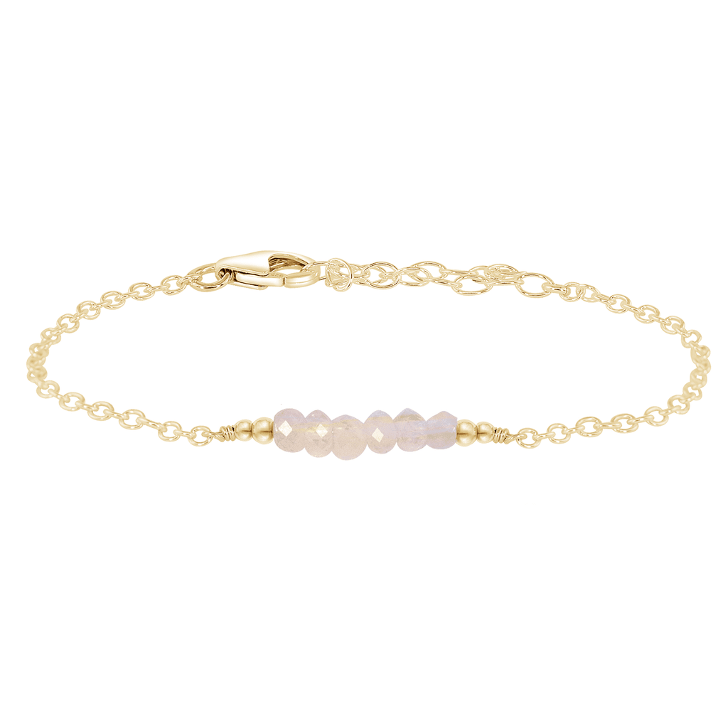 Sparkling Rainbow Moonstone Gemstone Faceted Bead Bar Bracelet - Sparkling Rainbow Moonstone Gemstone Faceted Bead Bar Bracelet - 14k Gold Fill - Luna Tide Handmade Crystal Jewellery