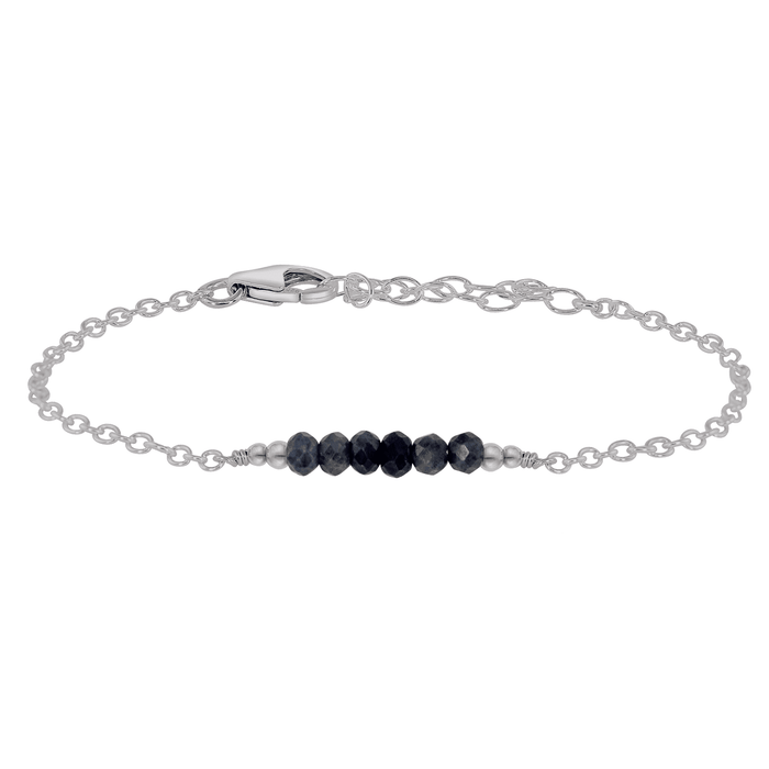 Sparkling Sapphire Gemstone Faceted Bead Bar Bracelet - Sparkling Sapphire Gemstone Faceted Bead Bar Bracelet - Stainless Steel - Luna Tide Handmade Crystal Jewellery