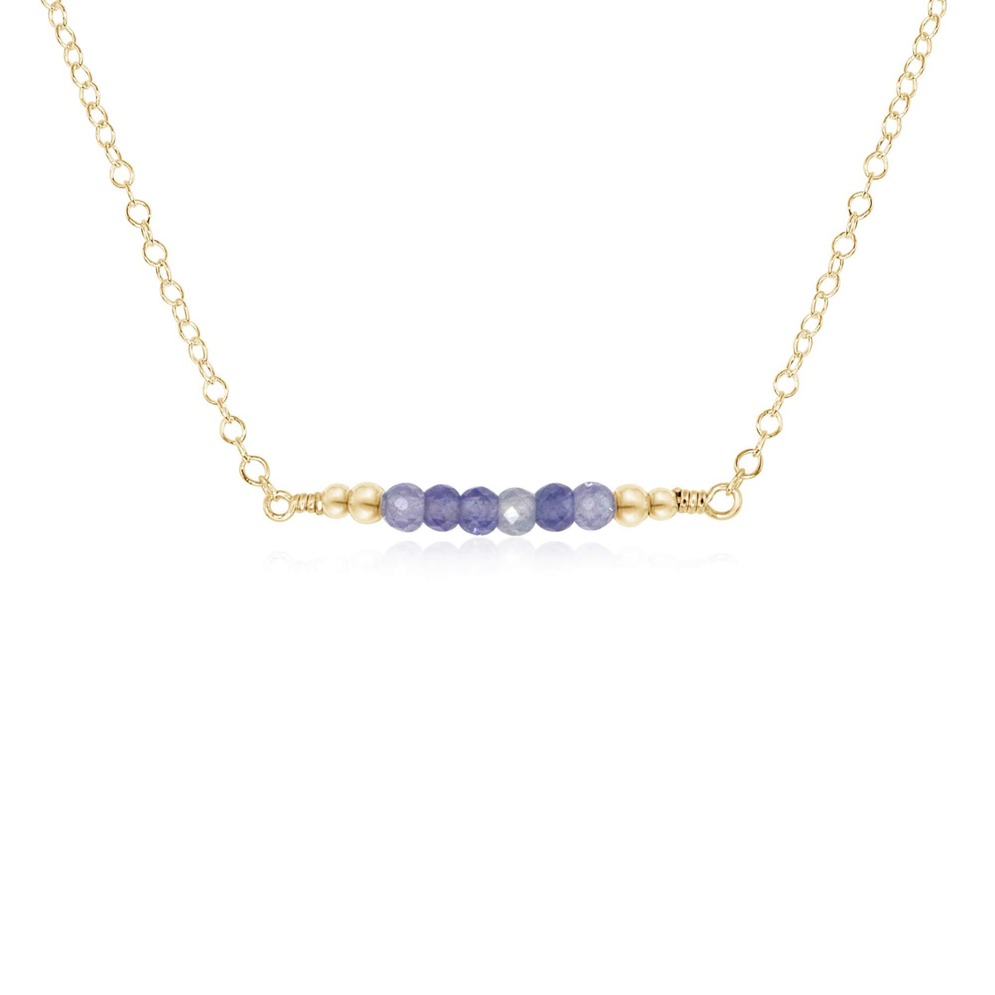 Sparkling Tanzanite Faceted Bead Bar Necklace - Sparkling Tanzanite Faceted Bead Bar Necklace - 14k Gold Fill - Luna Tide Handmade Crystal Jewellery