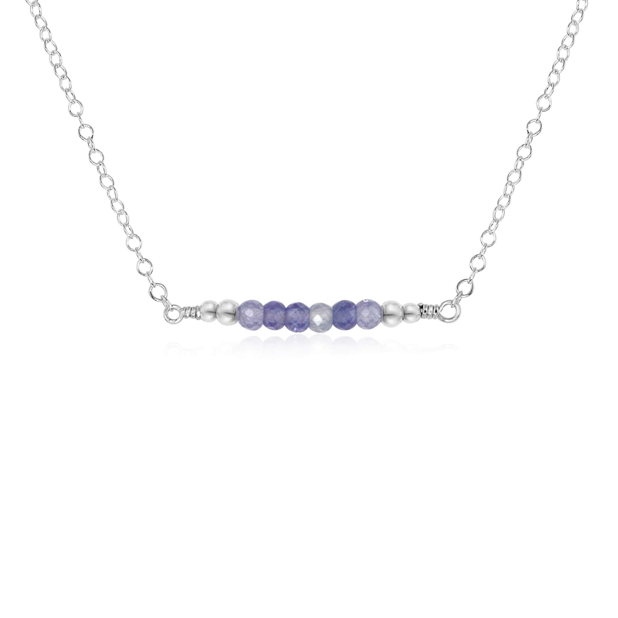 Sparkling Tanzanite Faceted Bead Bar Necklace - Sparkling Tanzanite Faceted Bead Bar Necklace - Sterling Silver - Luna Tide Handmade Crystal Jewellery