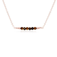 Faceted Bead Bar Necklace - Tigers Eye - 14K Rose Gold Fill - Luna Tide Handmade Jewellery