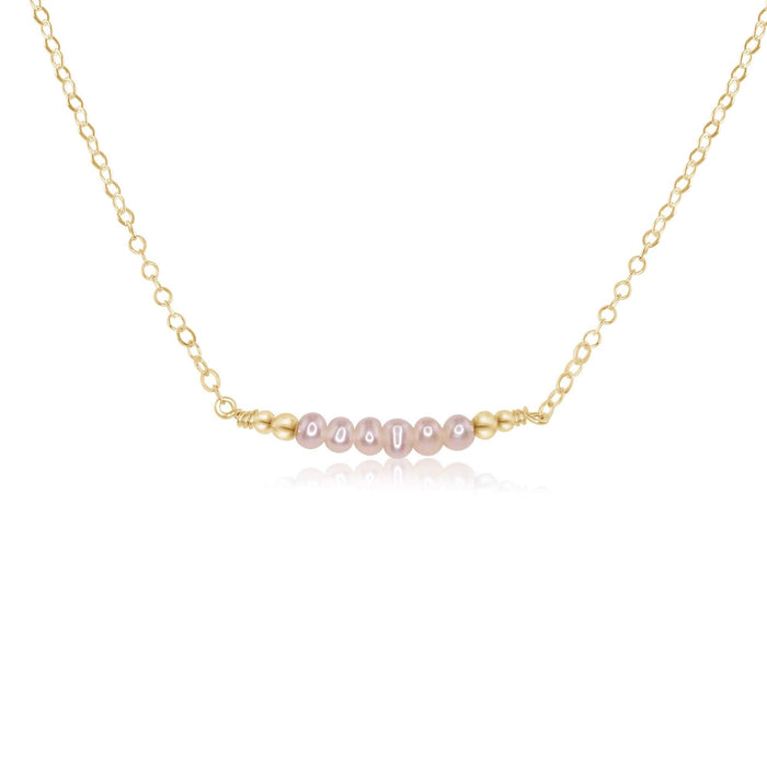 Faceted Bead Bar Necklace - Freshwater Pearl - 14K Gold Fill - Luna Tide Handmade Jewellery