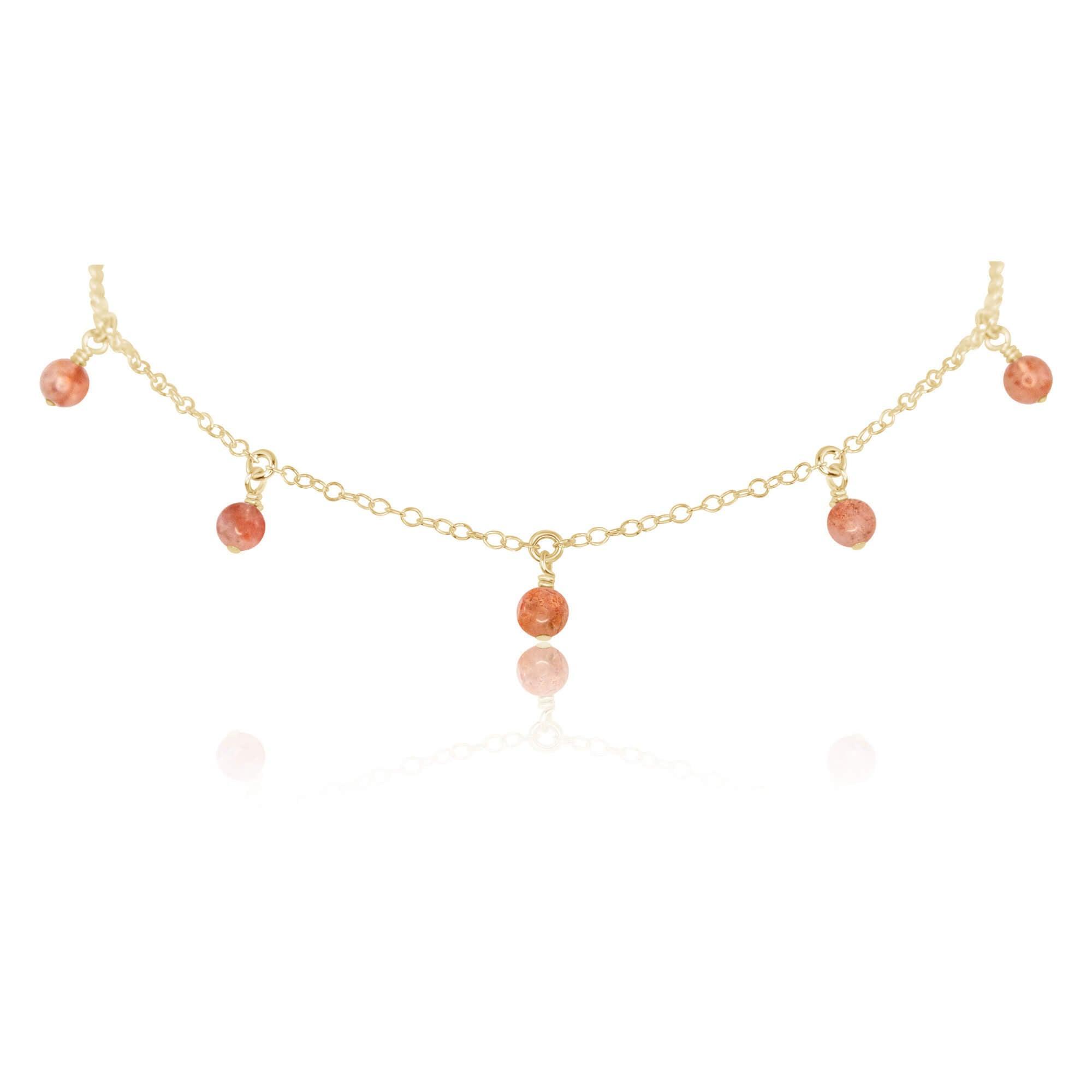 Sunstone Bead Drop Choker - Sunstone Bead Drop Choker - 14k Gold Fill - Luna Tide Handmade Crystal Jewellery