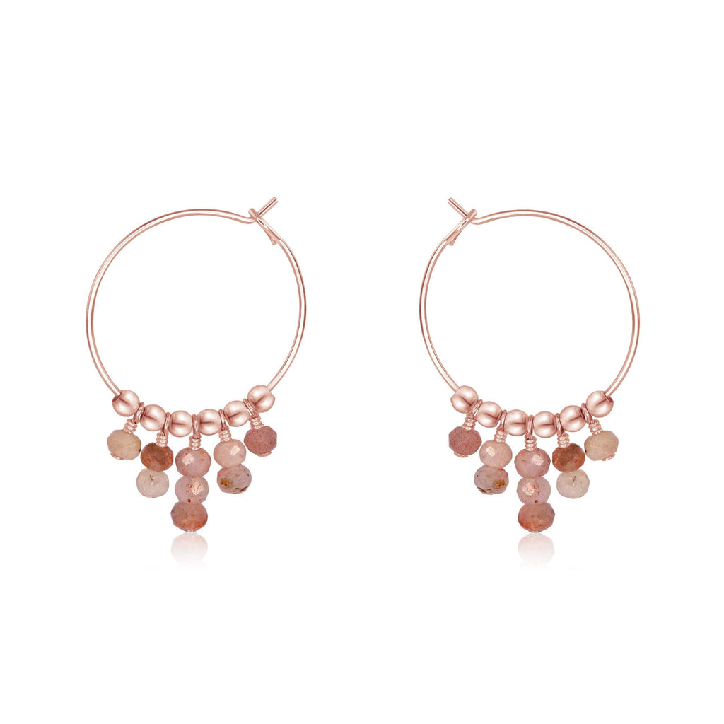 Sunstone Statement Hoop Earrings - Sunstone Statement Hoop Earrings - 14k Rose Gold Fill - Luna Tide Handmade Crystal Jewellery