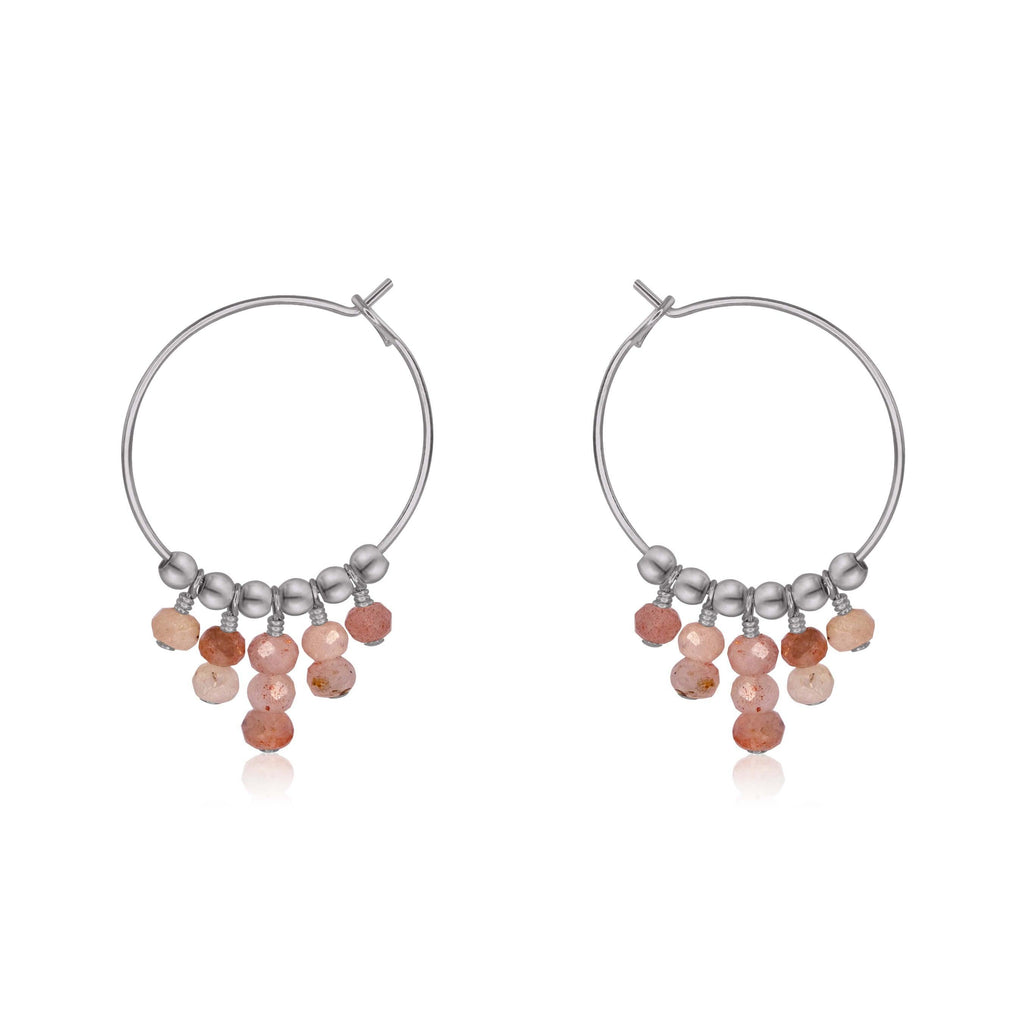 Sunstone Statement Hoop Earrings - Sunstone Statement Hoop Earrings - Stainless Steel - Luna Tide Handmade Crystal Jewellery