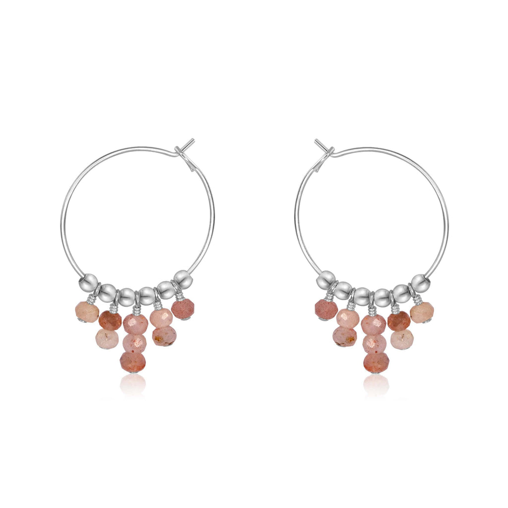 Sunstone Statement Hoop Earrings - Sunstone Statement Hoop Earrings - Sterling Silver - Luna Tide Handmade Crystal Jewellery