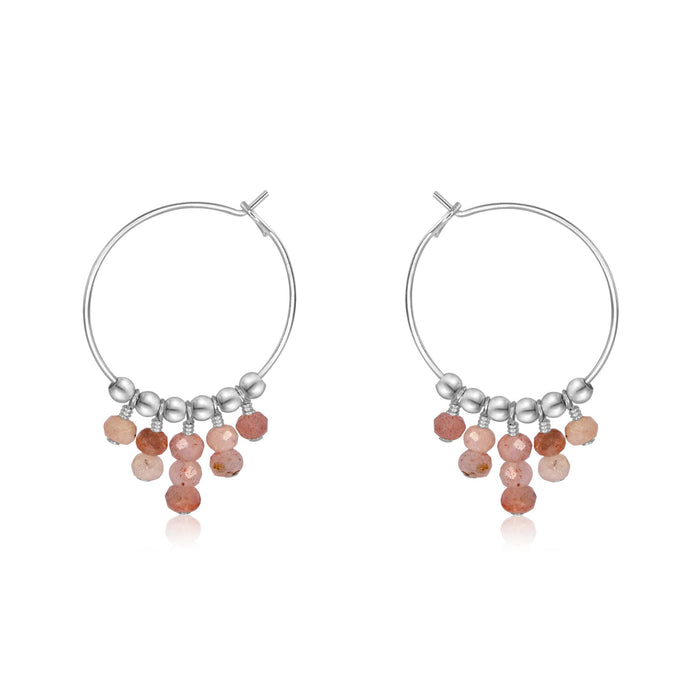 Sunstone Statement Hoop Earrings - Sunstone Statement Hoop Earrings - Sterling Silver - Luna Tide Handmade Crystal Jewellery