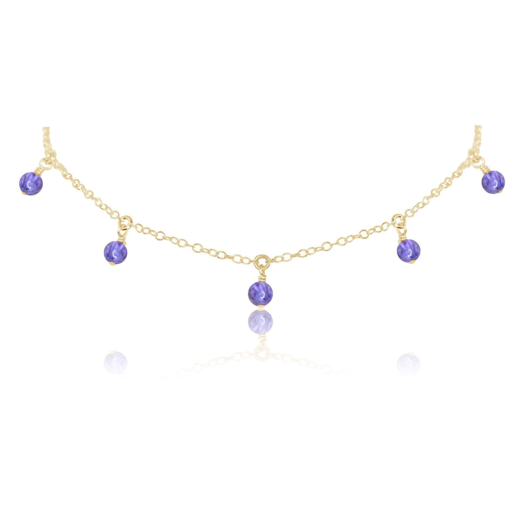 Tanzanite Bead Drop Choker - Tanzanite Bead Drop Choker - 14k Gold Fill - Luna Tide Handmade Crystal Jewellery
