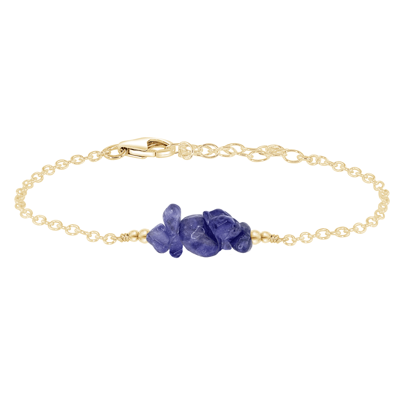 Tanzanite Chip Bead Bar Bracelet - Tanzanite Chip Bead Bar Bracelet - 14k Gold Fill - Luna Tide Handmade Crystal Jewellery