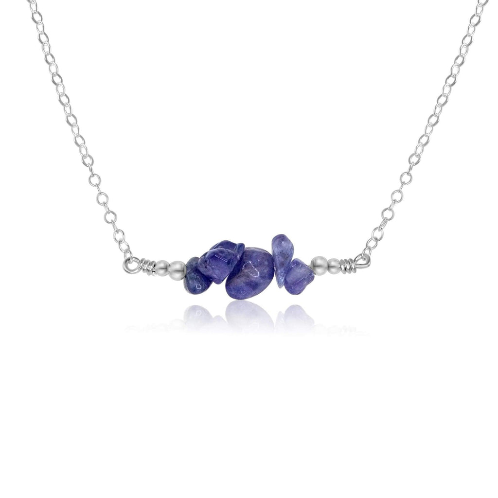 Tanzanite Chip Bead Bar Necklace - Tanzanite Chip Bead Bar Necklace - Sterling Silver - Luna Tide Handmade Crystal Jewellery