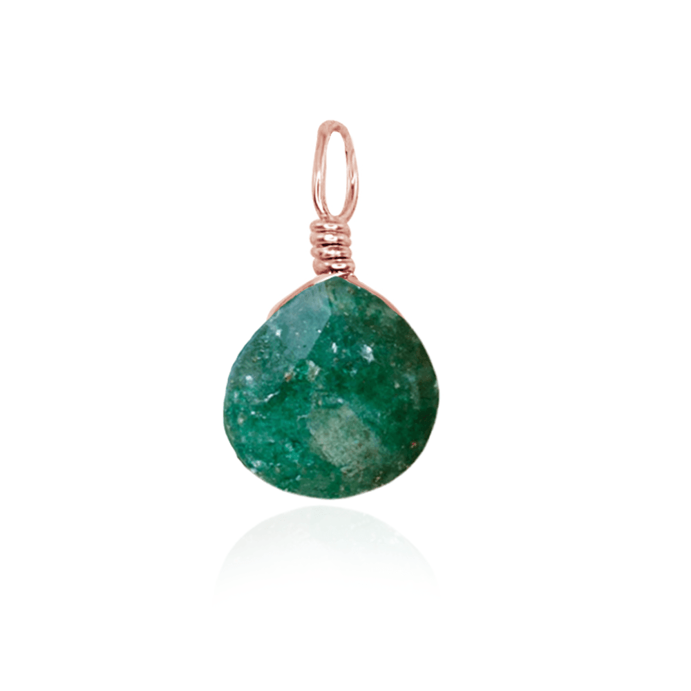 Tiny Aventurine Teardrop Gemstone Pendant - Tiny Aventurine Teardrop Gemstone Pendant - 14k Rose Gold Fill - Luna Tide Handmade Crystal Jewellery