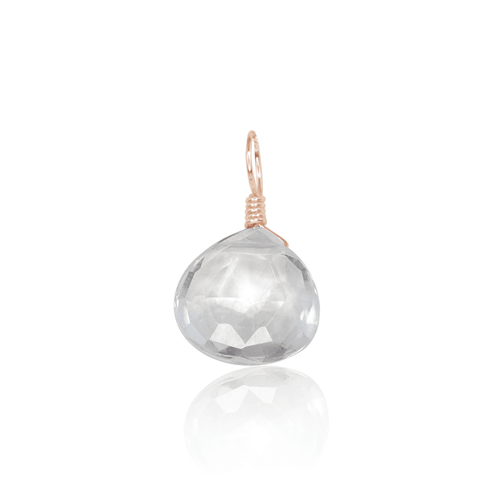 Tiny Crystal Quartz Teardrop Gemstone Pendant - Tiny Crystal Quartz Teardrop Gemstone Pendant - 14k Rose Gold Fill - Luna Tide Handmade Crystal Jewellery