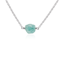 Tiny Raw Amazonite Crystal Nugget Necklace - Tiny Raw Amazonite Crystal Nugget Necklace - Stainless Steel - Luna Tide Handmade Crystal Jewellery