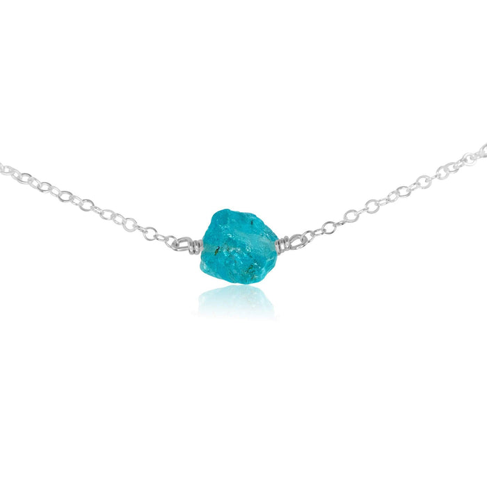 Tiny Raw Apatite Crystal Nugget Choker - Tiny Raw Apatite Crystal Nugget Choker - Sterling Silver - Luna Tide Handmade Crystal Jewellery