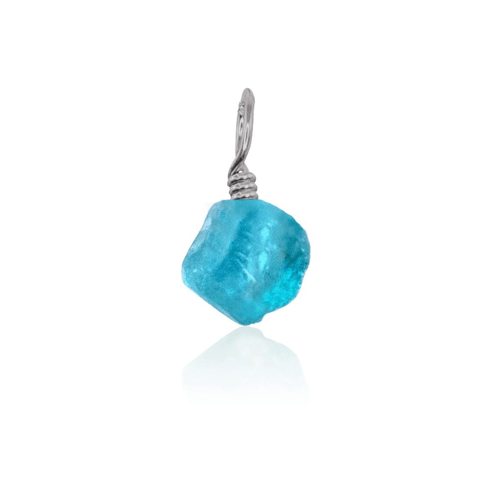 Tiny Raw Apatite Crystal Pendant - Tiny Raw Apatite Crystal Pendant - Stainless Steel - Luna Tide Handmade Crystal Jewellery