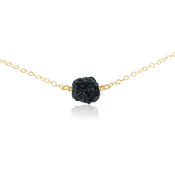 Tiny Raw Black Tourmaline Crystal Nugget Choker