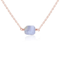 Raw Nugget Necklace - Blue Lace Agate - 14K Rose Gold Fill - Luna Tide Handmade Jewellery