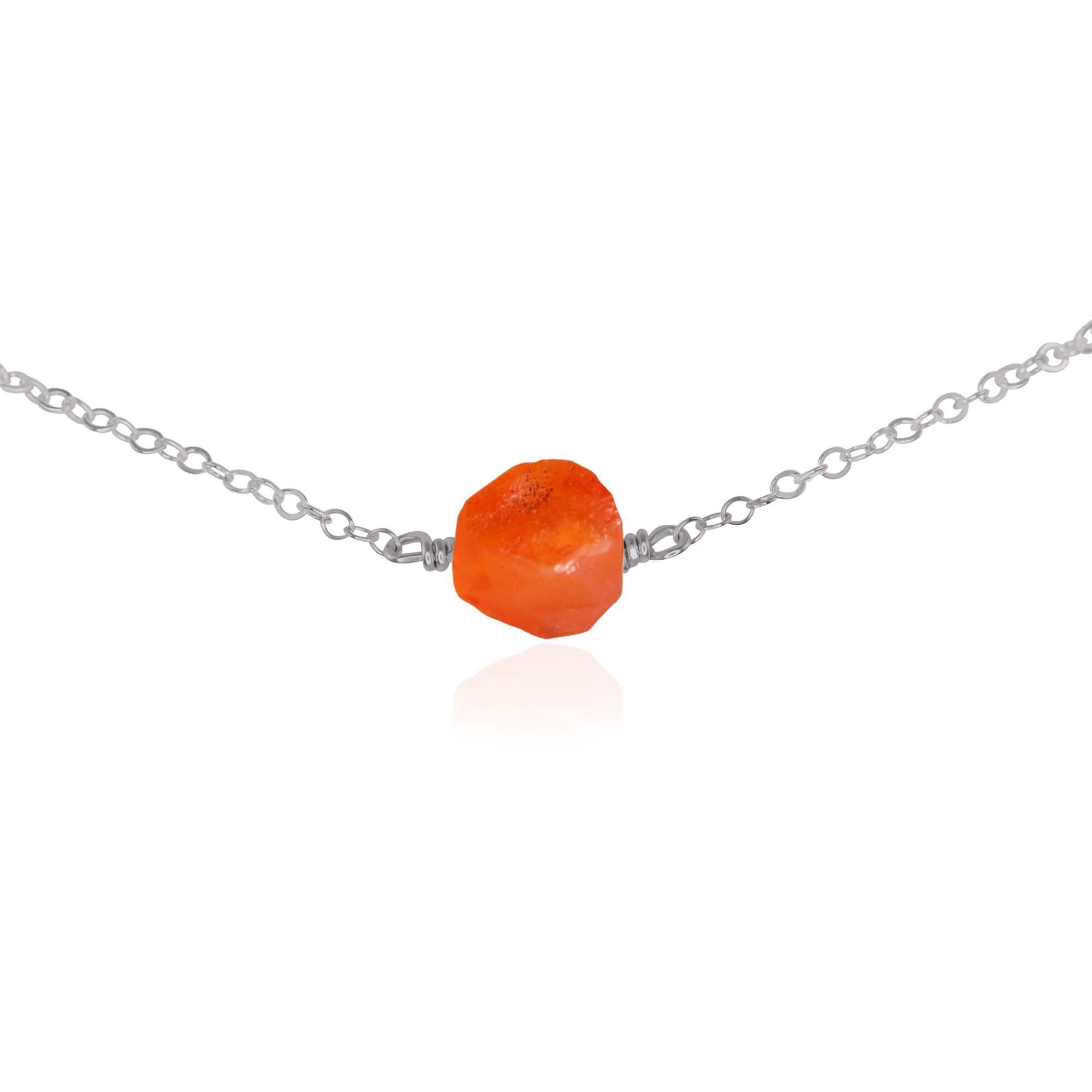 Tiny Raw Carnelian Crystal Nugget Choker - Tiny Raw Carnelian Crystal Nugget Choker - Stainless Steel - Luna Tide Handmade Crystal Jewellery