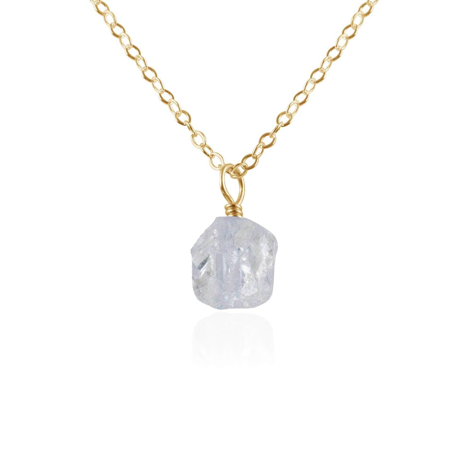 Tiny Raw Crystal Quartz Pendant Necklace - Tiny Raw Crystal Quartz Pendant Necklace - 14k Gold Fill / Cable - Luna Tide Handmade Crystal Jewellery