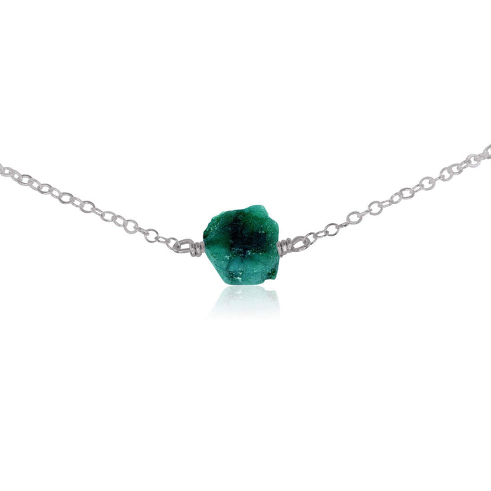 Tiny Raw Emerald Crystal Nugget Choker - Tiny Raw Emerald Crystal Nugget Choker - Stainless Steel - Luna Tide Handmade Crystal Jewellery