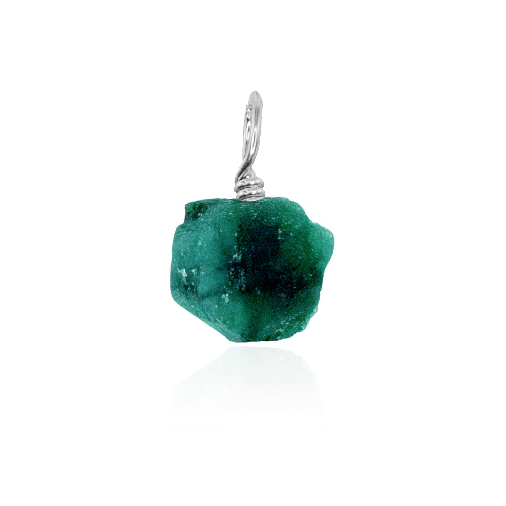 Tiny Raw Emerald Crystal Pendant - Tiny Raw Emerald Crystal Pendant - Sterling Silver - Luna Tide Handmade Crystal Jewellery
