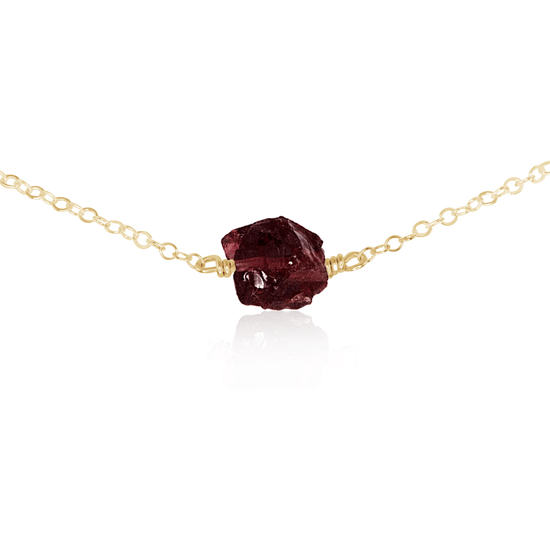 Tiny Raw Garnet Crystal Nugget Choker - Tiny Raw Garnet Crystal Nugget Choker - 14k Gold Fill - Luna Tide Handmade Crystal Jewellery