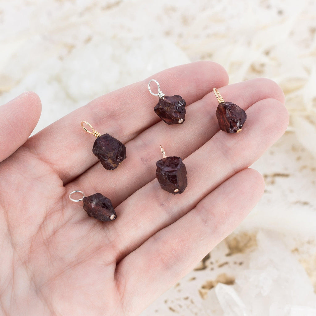 Tiny Raw Garnet Crystal Pendant - Tiny Raw Garnet Crystal Pendant - 14k Gold Fill - Luna Tide Handmade Crystal Jewellery