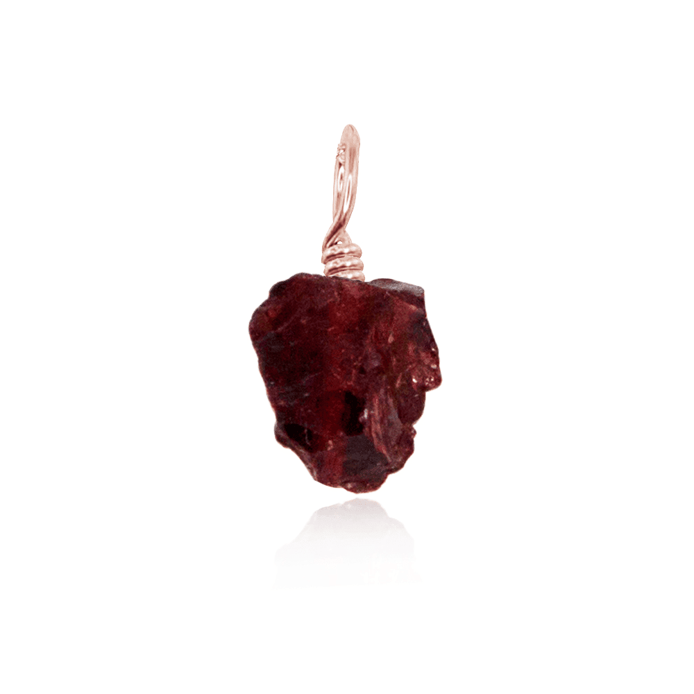 Tiny Raw Garnet Crystal Pendant - Tiny Raw Garnet Crystal Pendant - 14k Rose Gold Fill - Luna Tide Handmade Crystal Jewellery