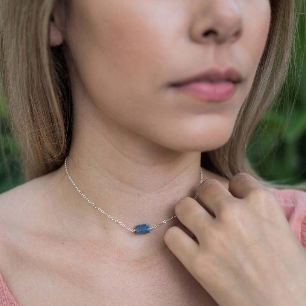 Tiny Raw Kyanite Crystal Nugget Choker - Tiny Raw Kyanite Crystal Nugget Choker - 14k Gold Fill - Luna Tide Handmade Crystal Jewellery