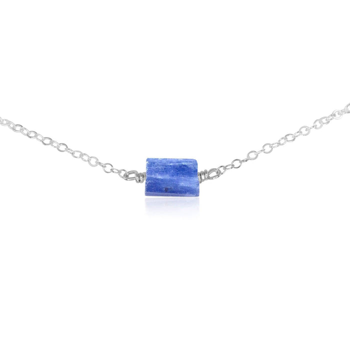 Tiny Raw Kyanite Crystal Nugget Choker - Tiny Raw Kyanite Crystal Nugget Choker - Sterling Silver - Luna Tide Handmade Crystal Jewellery