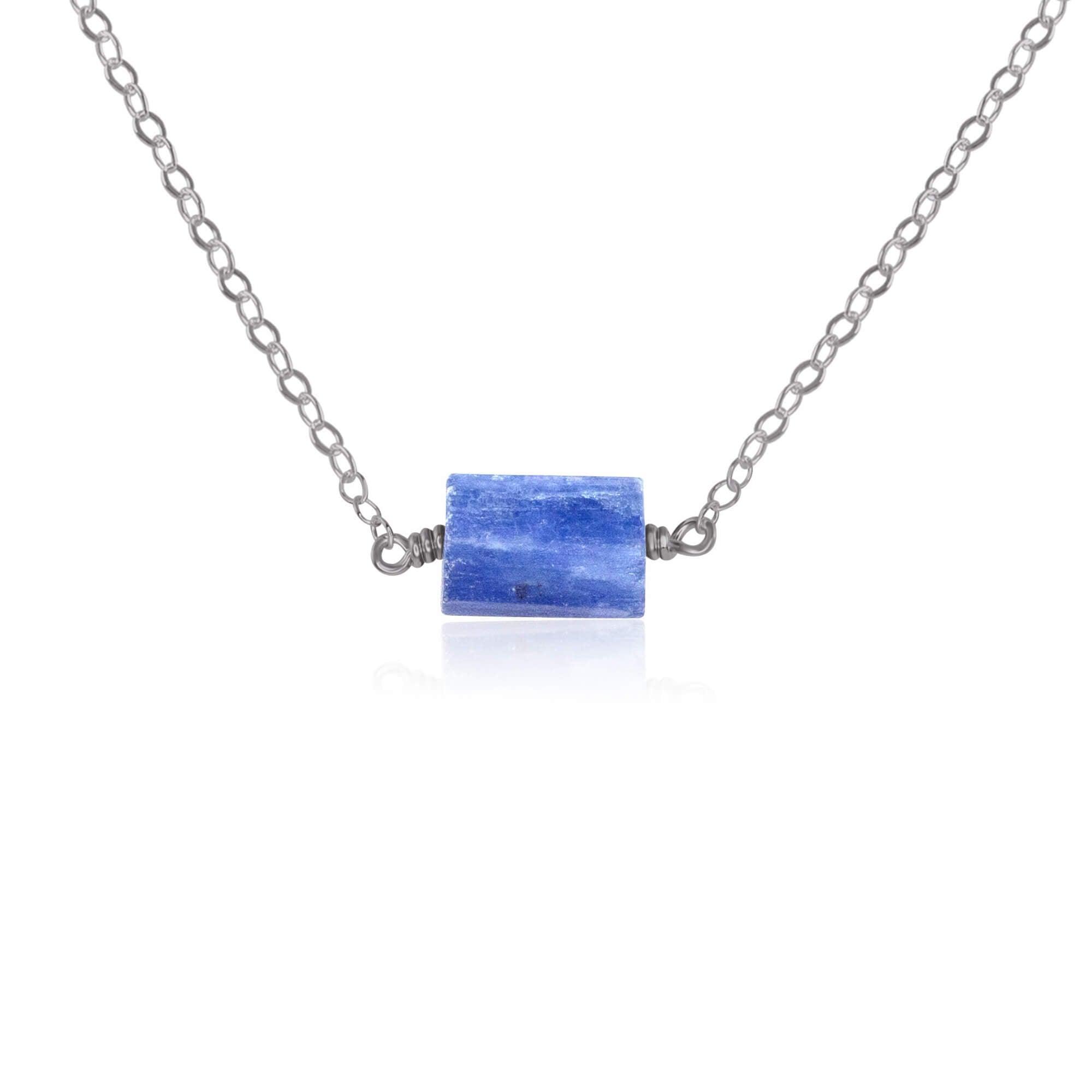 Tiny Raw Kyanite Crystal Nugget Necklace - Tiny Raw Kyanite Crystal Nugget Necklace - Stainless Steel - Luna Tide Handmade Crystal Jewellery
