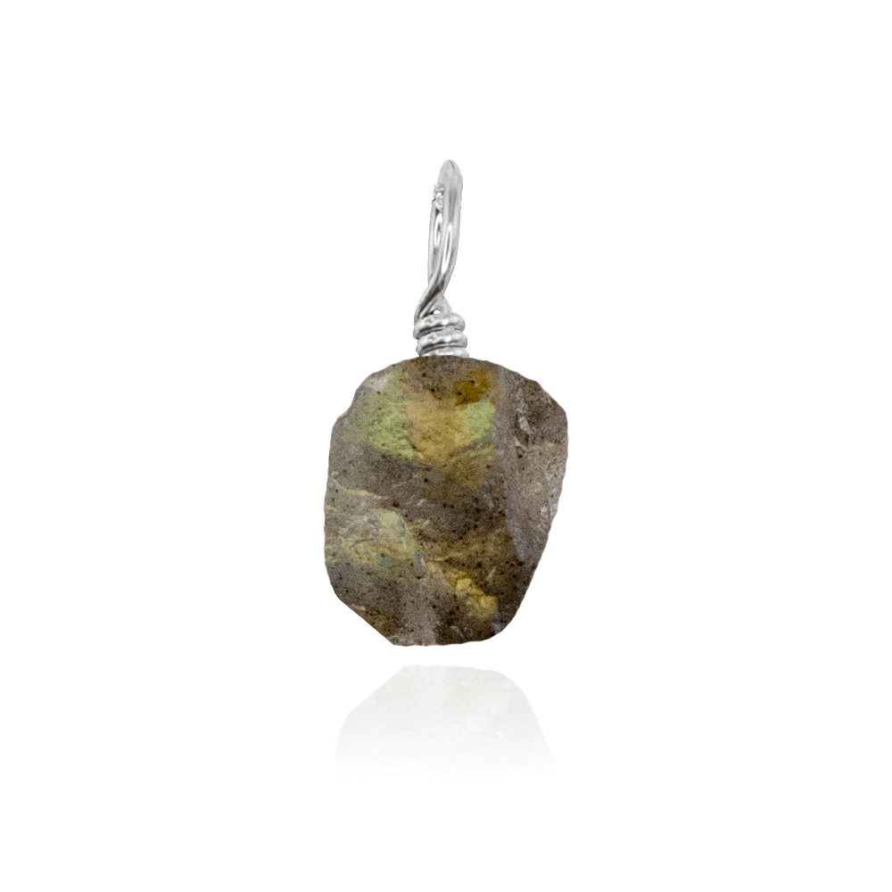 Tiny Raw Labradorite Crystal Pendant - Tiny Raw Labradorite Crystal Pendant - Sterling Silver - Luna Tide Handmade Crystal Jewellery