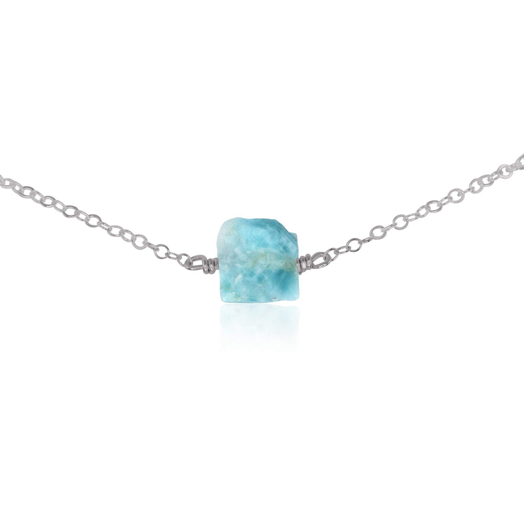 Tiny Raw Larimar Crystal Nugget Choker - Tiny Raw Larimar Crystal Nugget Choker - Stainless Steel - Luna Tide Handmade Crystal Jewellery